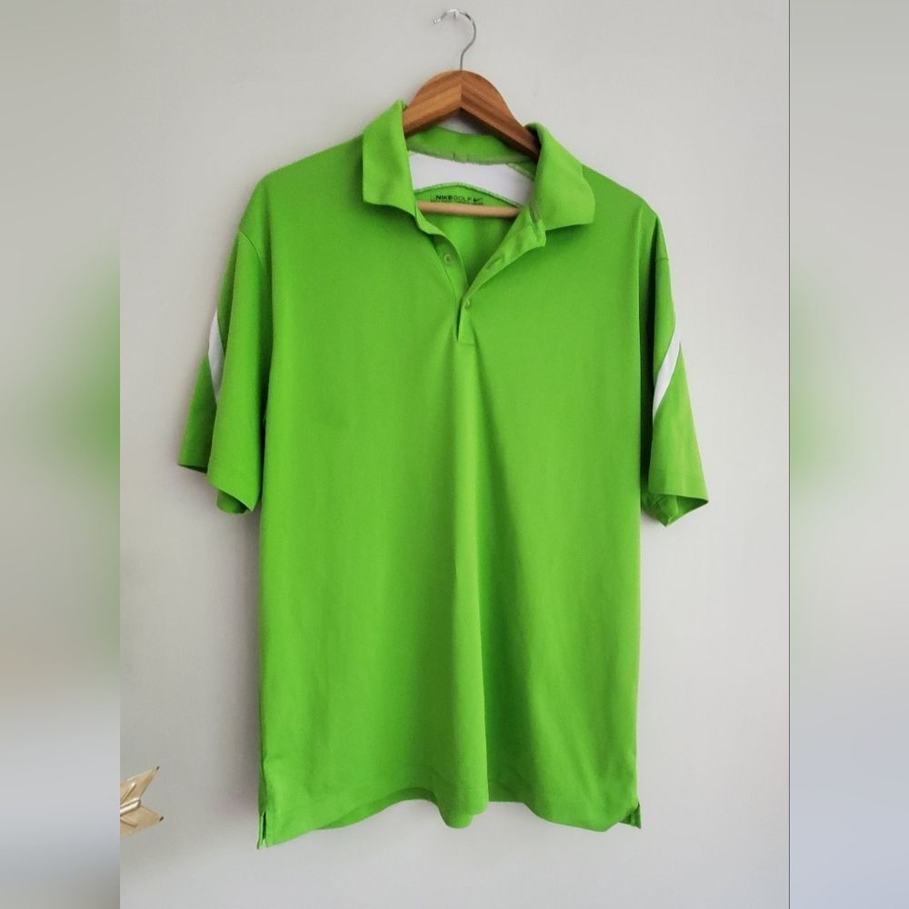 Nike Golf Bright Green Polo Mens Dri-fit Size Large